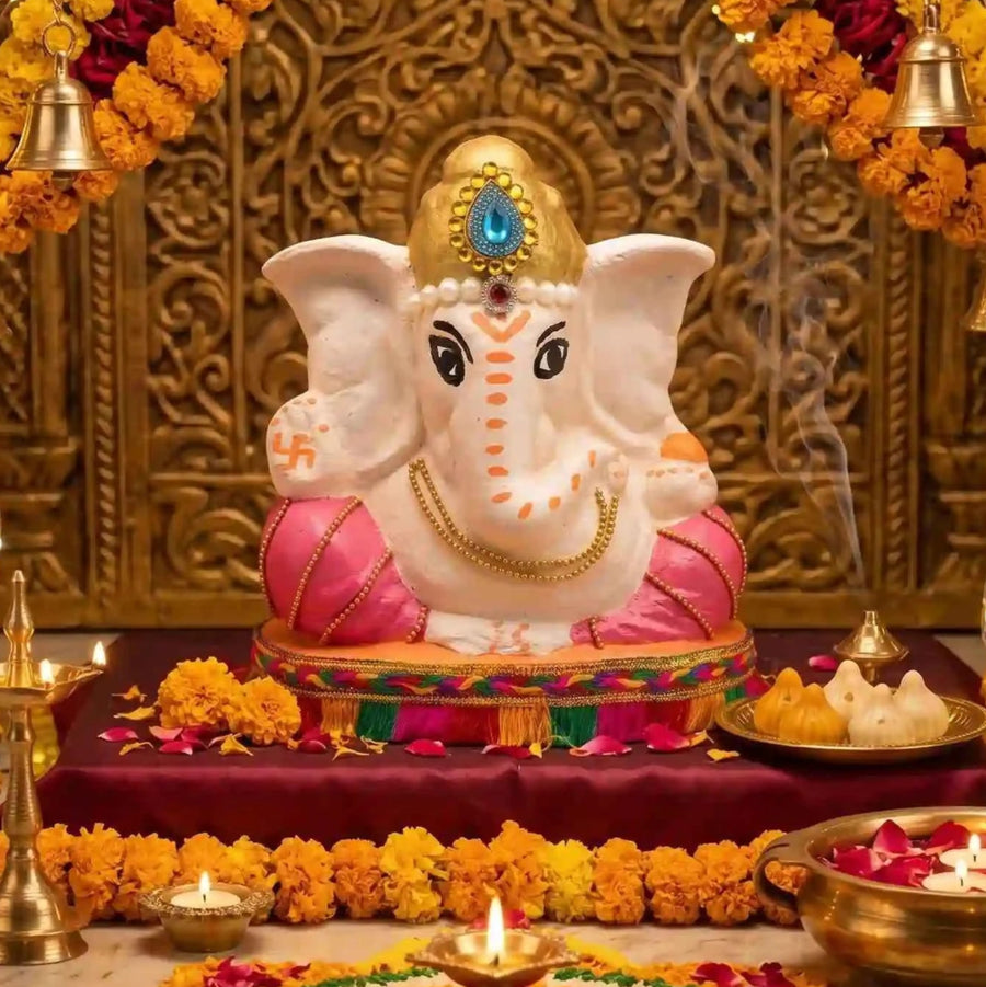 Handmade Cow Dung Lord Ganesha Murti