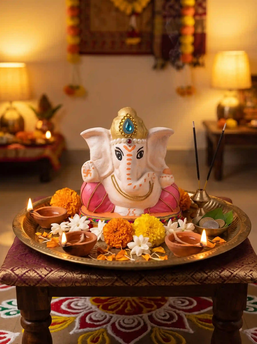 Handmade Cow Dung Lord Ganesha Murti