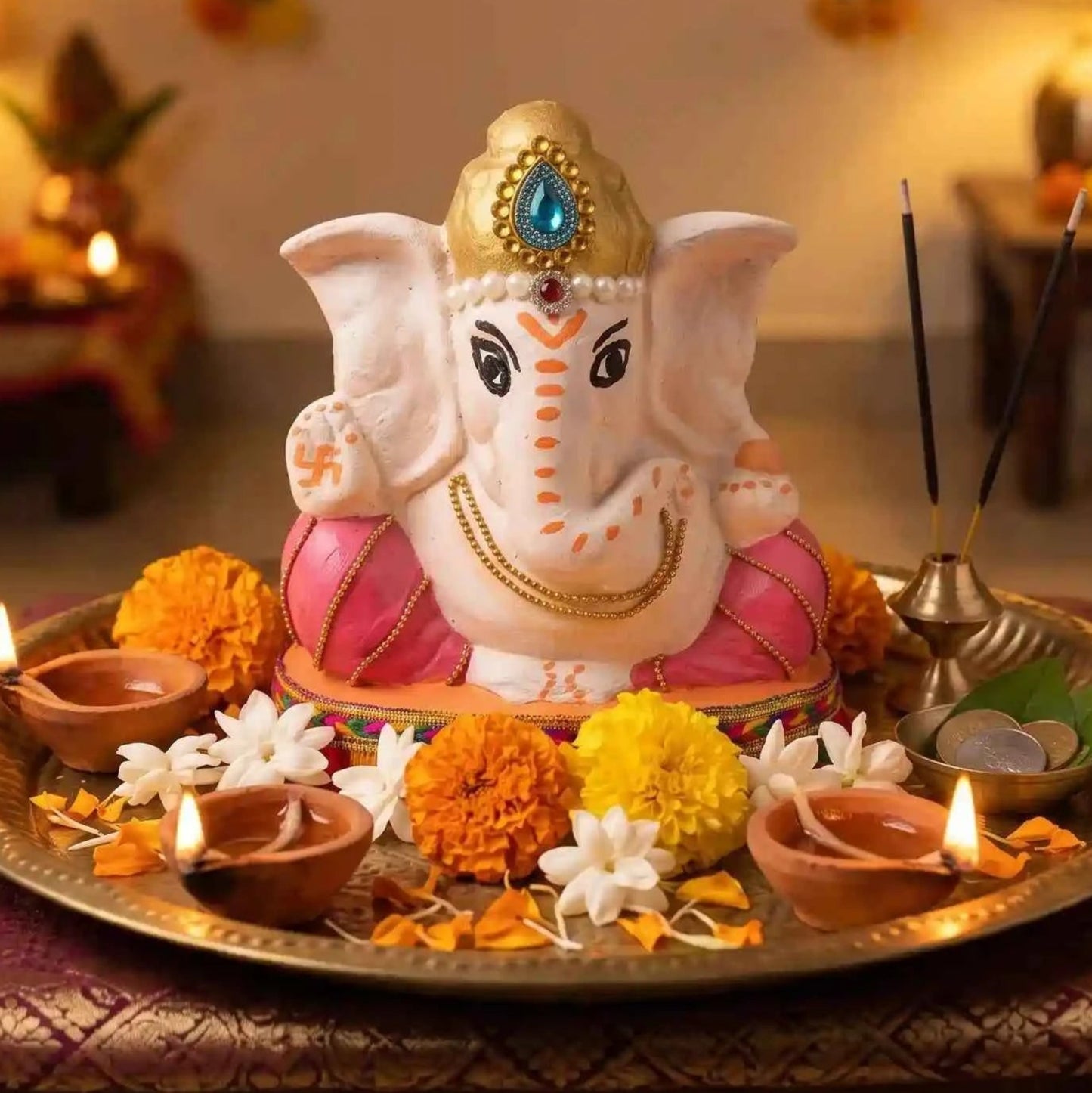 Handmade Cow Dung Lord Ganesha Murti