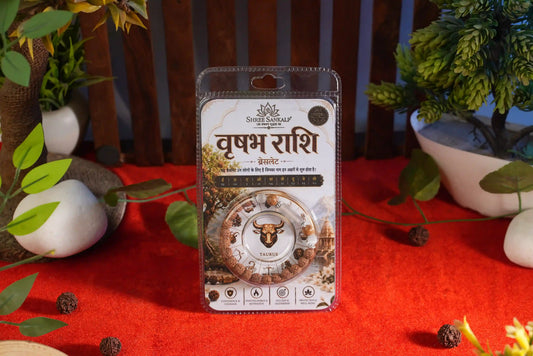 Vrashabh Rashi Bracelet Lab Certified Taurus Zodiac Stone & Rudraksha