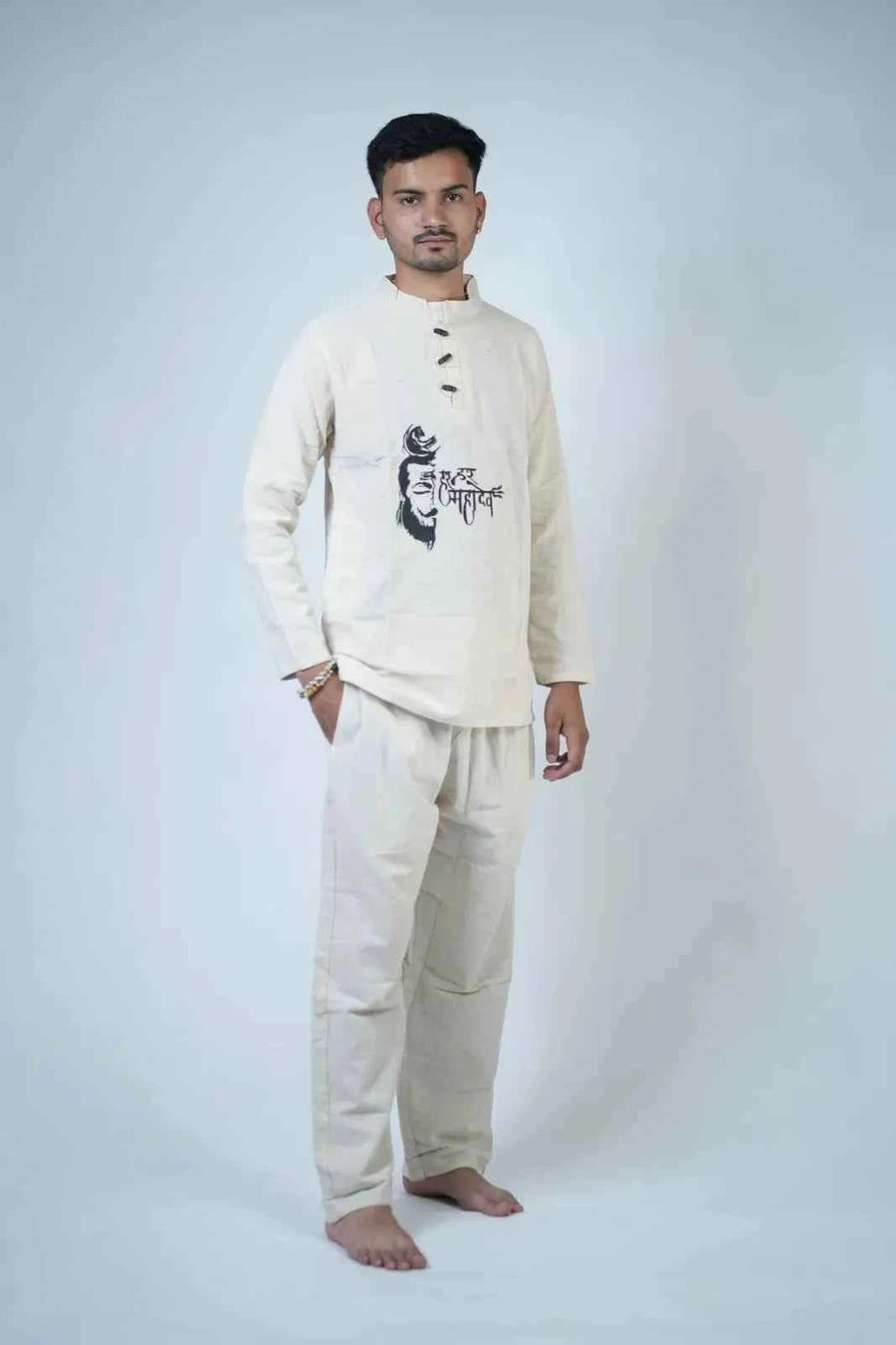 Har Har Mahadev Men's Kurta Co-ord Set Size XL
