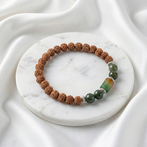Kanya Rashi Bracelet Lab Certified Virgo Zodiac Stone  & Rudraksha