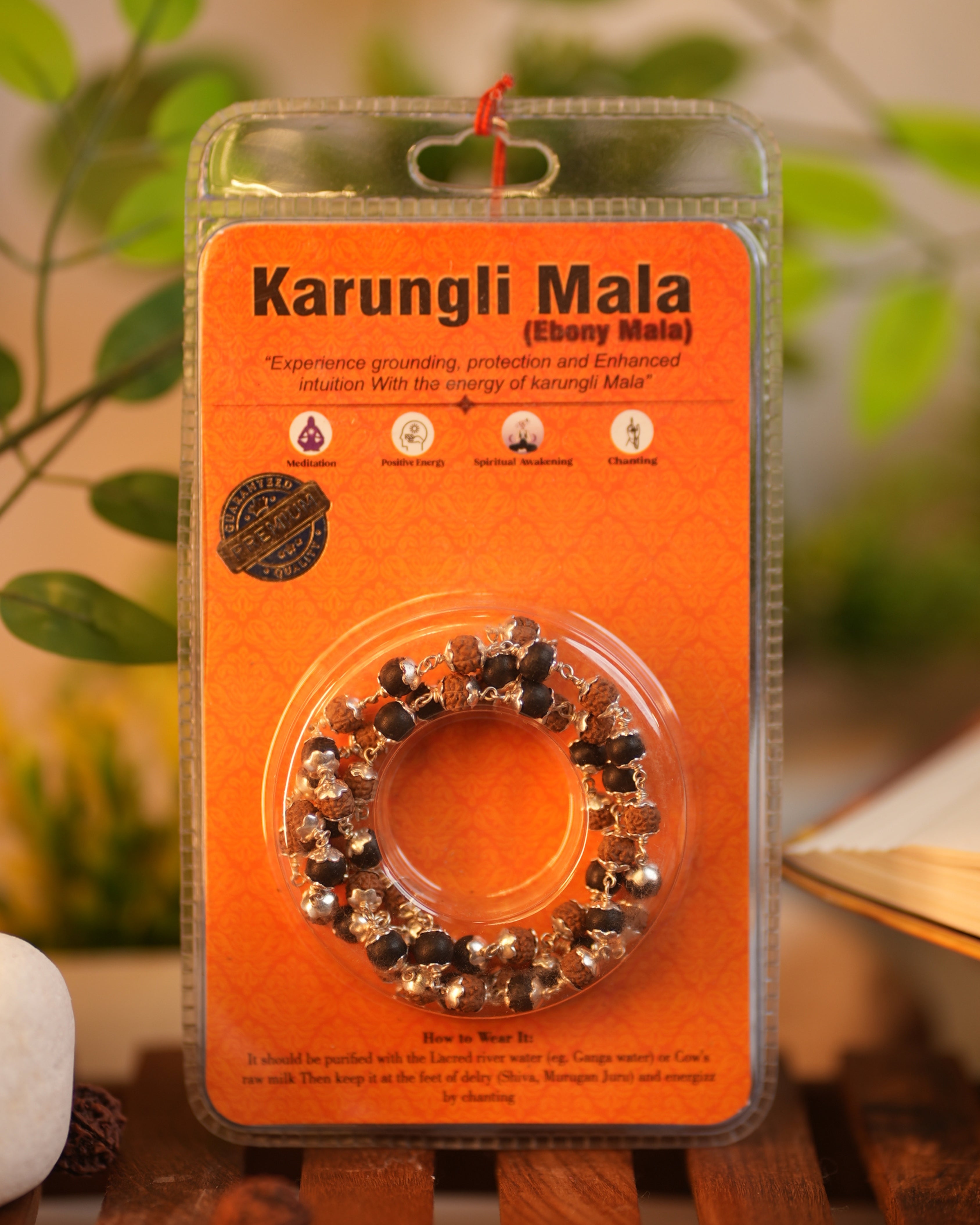 Karungali Rudraksha Mala with Silver Spacers