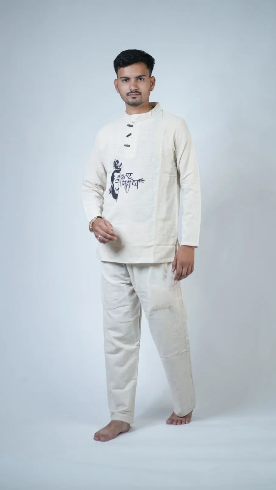 Har Har Mahadev Men's Kurta Co-ord Set Size L