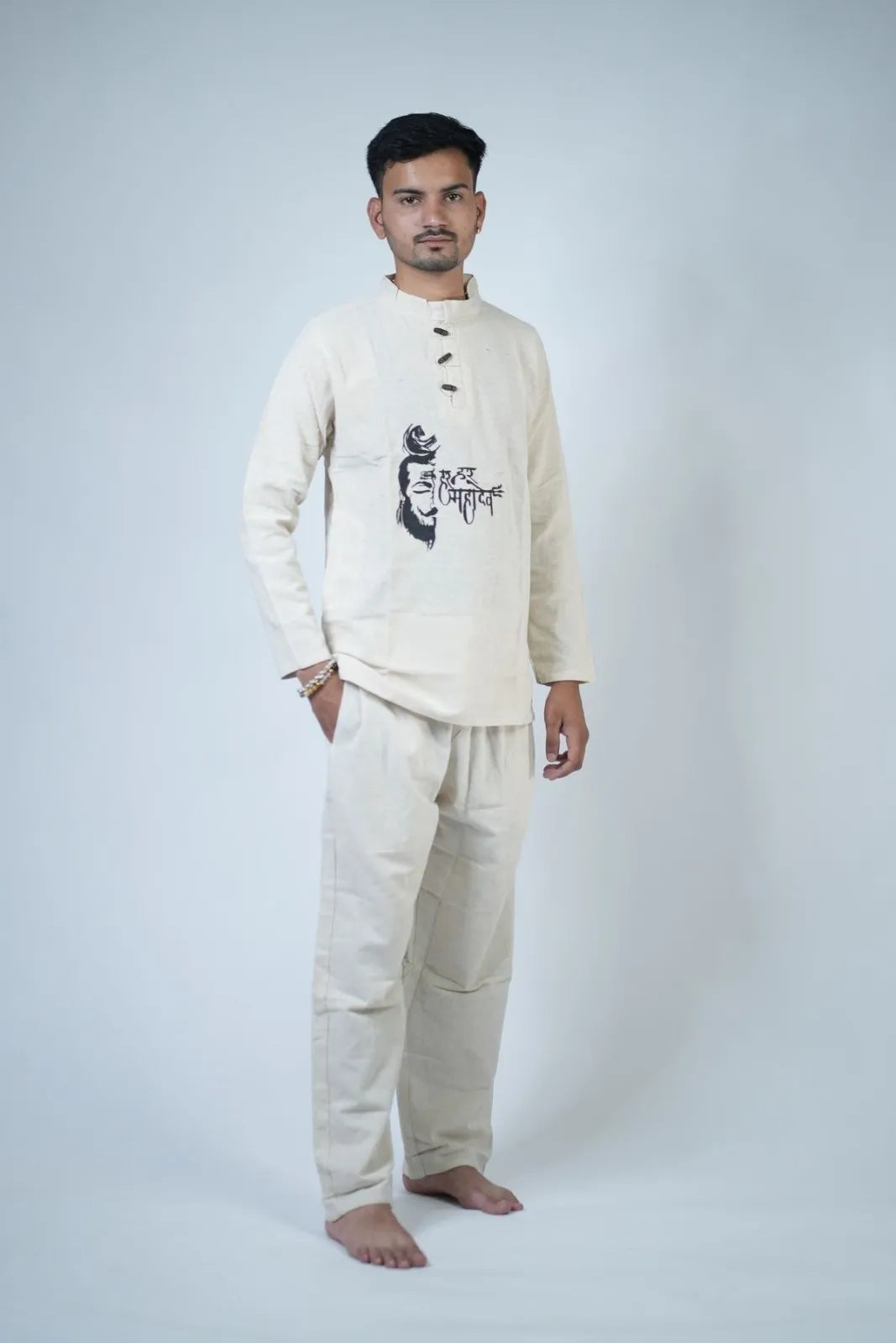 Har Har Mahadev Men's Kurta Co-ord Set Size M