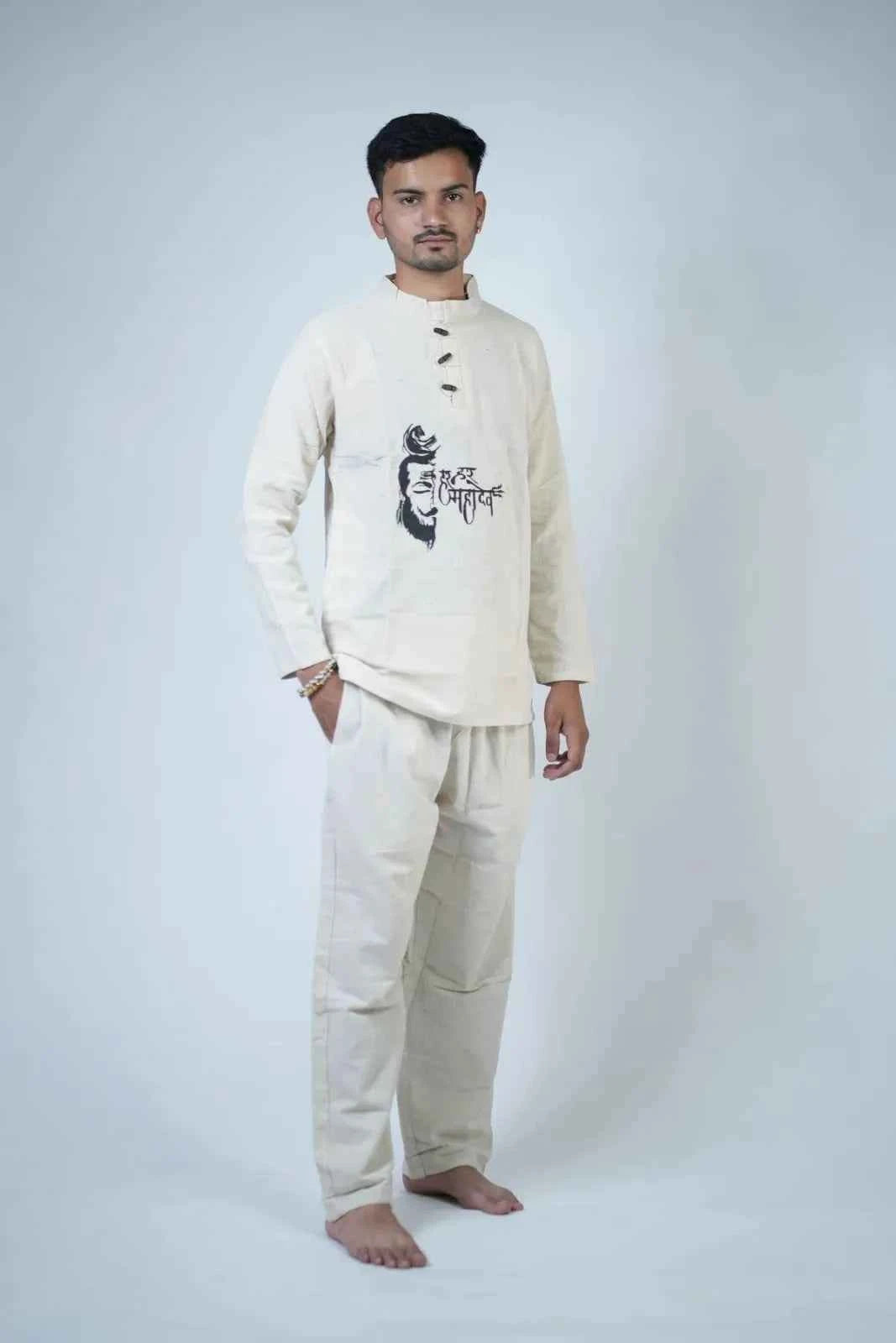 Har Har Mahadev Men's Kurta Co-ord Set Size XL