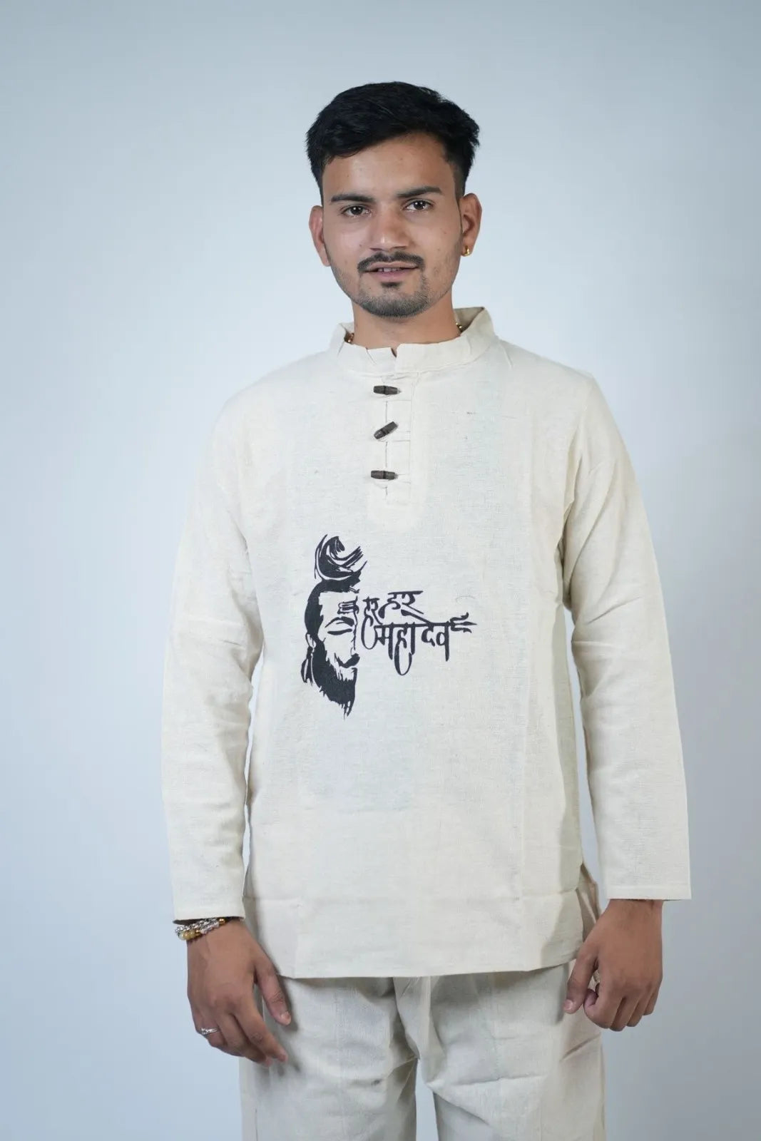 Har Har Mahadev Men's Kurta Co-ord Set Size M
