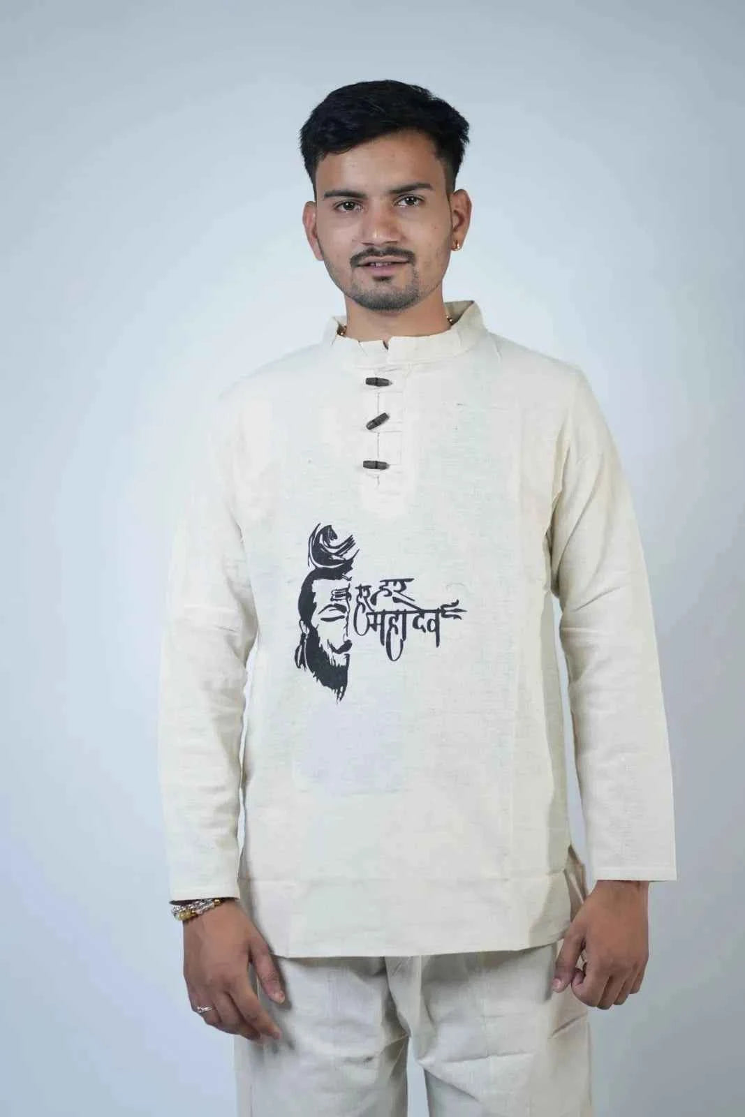 Har Har Mahadev Men's Kurta Co-ord Set Size XL