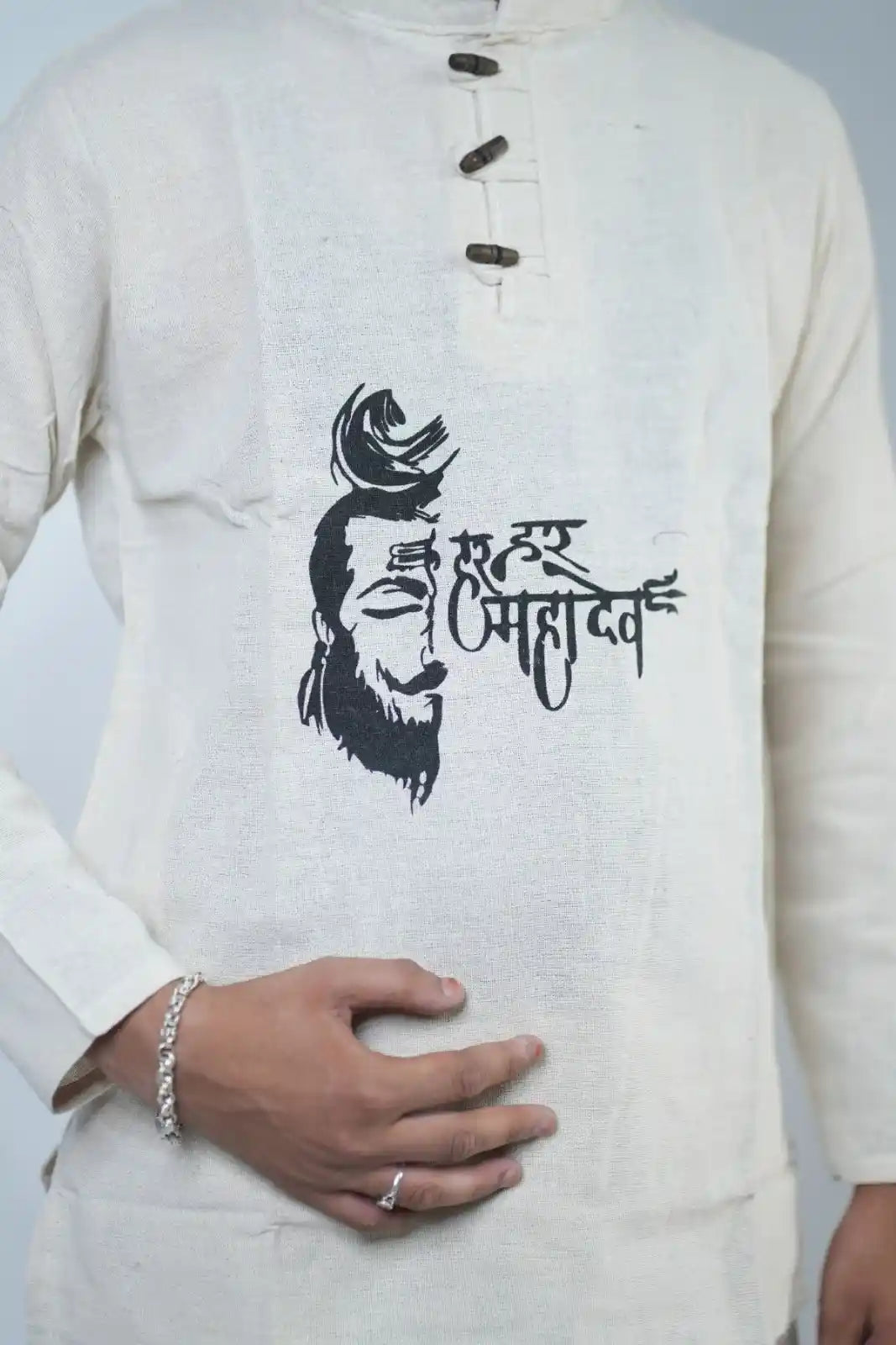 Har Har Mahadev Men's Kurta Co-ord Set Size M