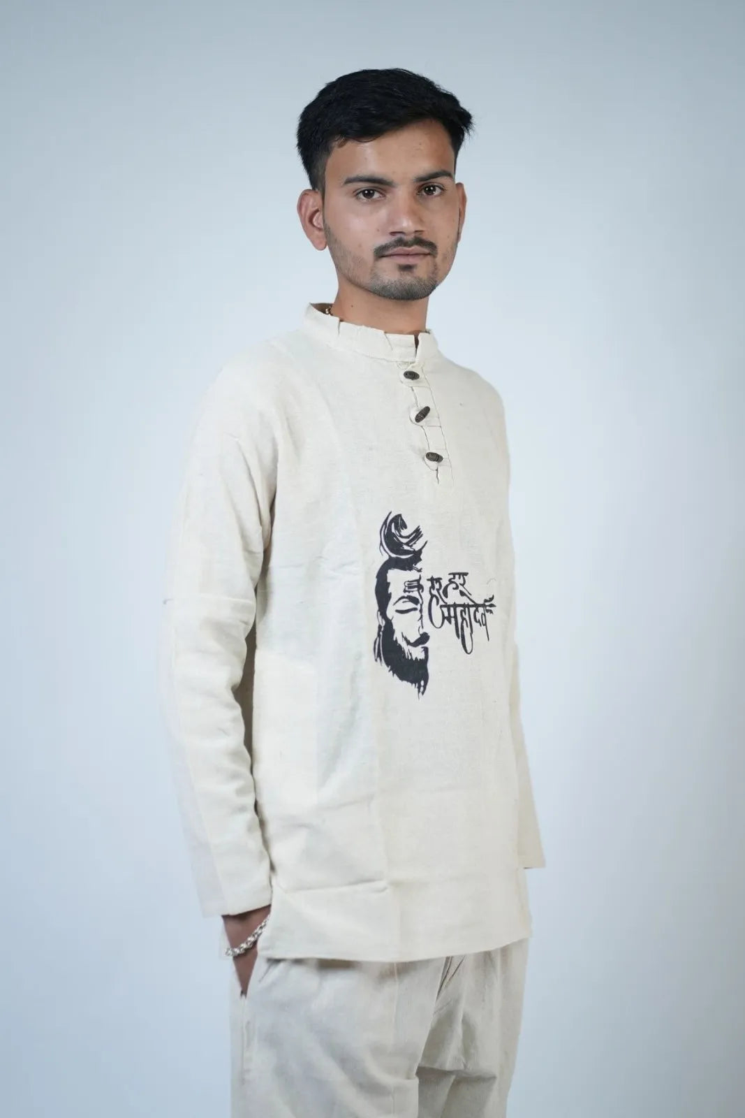 Har Har Mahadev Men's Kurta Co-ord Set Size M