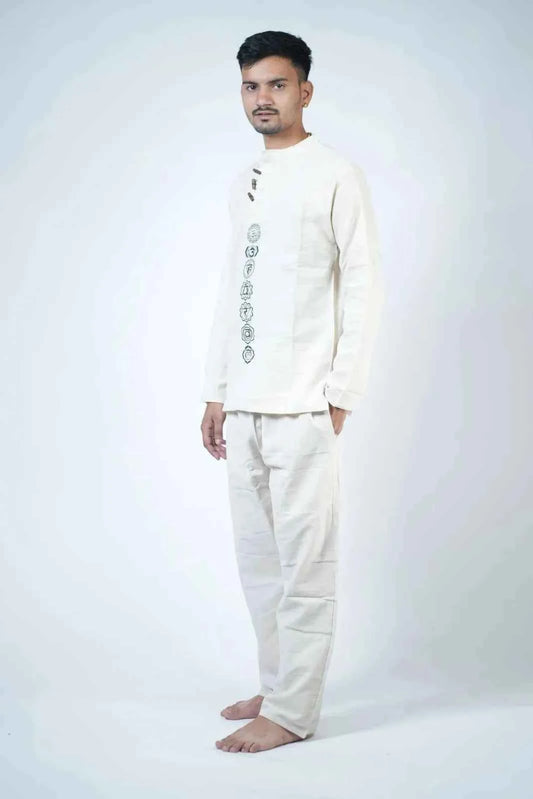 Men's Spiritual Print Kurta Co-ord Set
