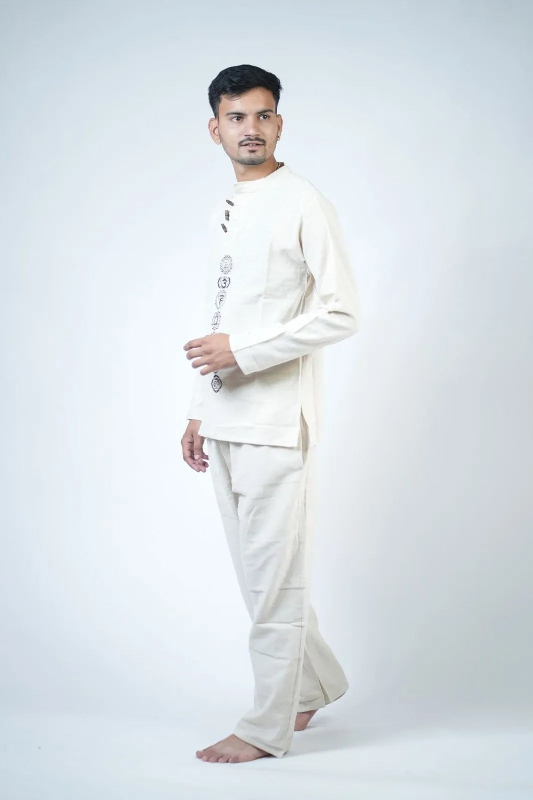 7 Chakra Kurta Co-ord Set Ivory White Size XL