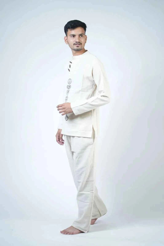 Men's Spiritual Print Kurta Co-ord Set
