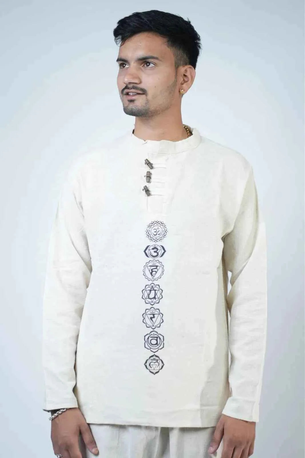 7 Chakra Kurta Co-ord Set Ivory White Size XL