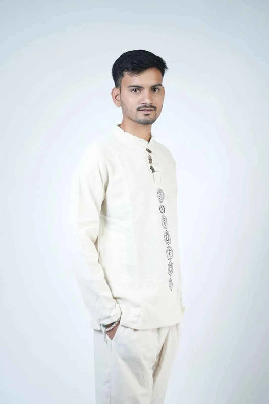 7 Chakra Kurta Co-ord Set Ivory White Size XL