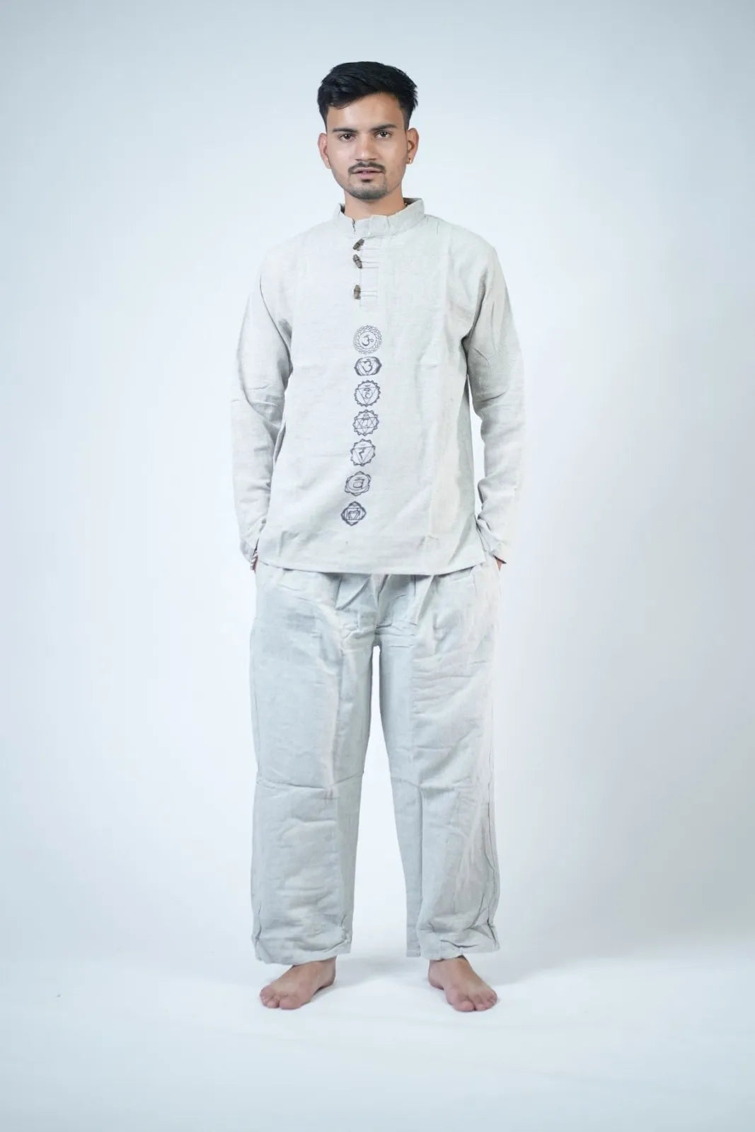 Men's Spiritual Print Kurta Co-ord Set