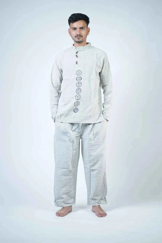 Men's Spiritual Print Kurta Co-ord Set