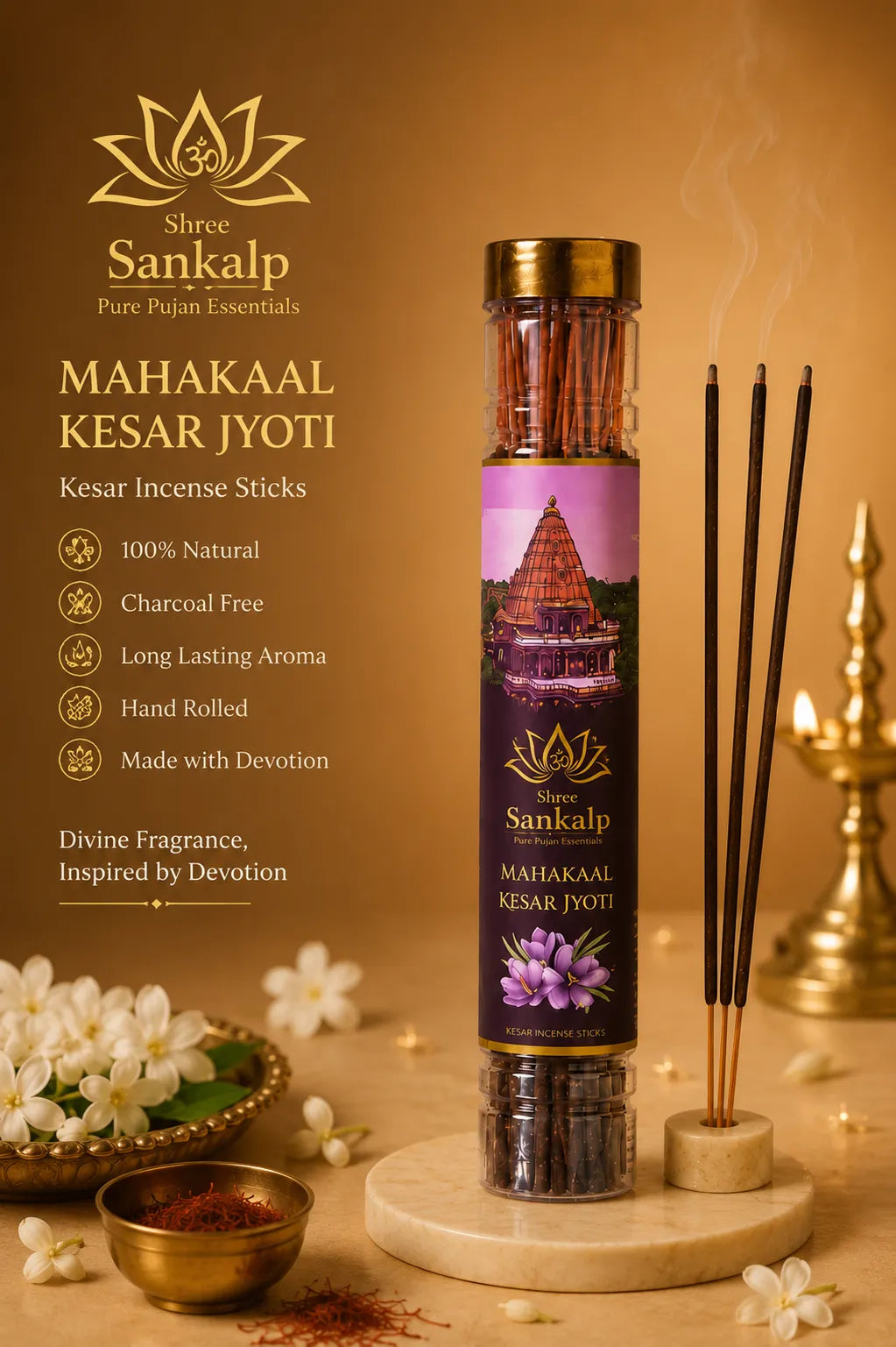 Mahakal Kesar Jyoti Agarbatti - Kesar Fragrance