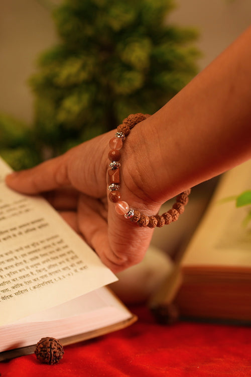 Vrashchik Rashi Bracelet - Lab Certified Scorpio Zodiac Stone & Rudraksha