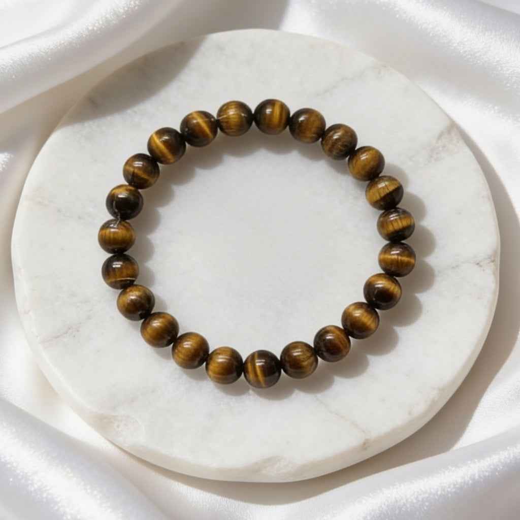 Natural Green Aventurine & Tiger Eye Crystal Bracelet