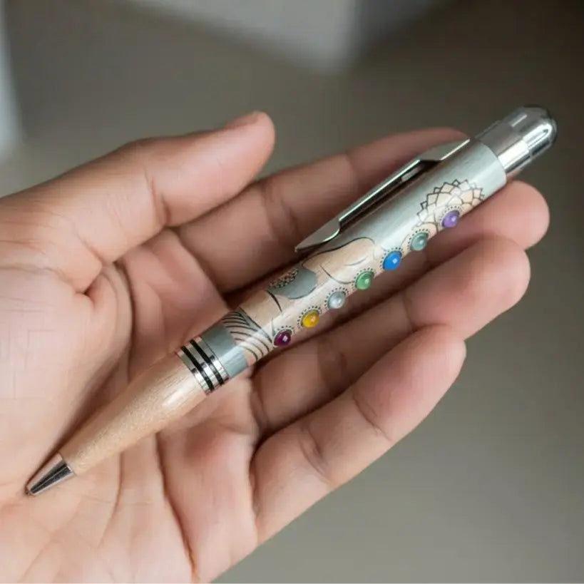 7 Chakra Healing Stone Engraved Pen