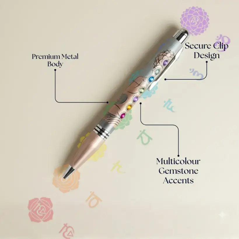 7 Chakra Healing Stone Engraved Pen