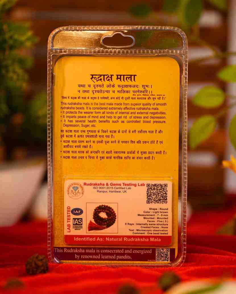 5 Mukhi Rudraksha Mala Lab Certificate MAla