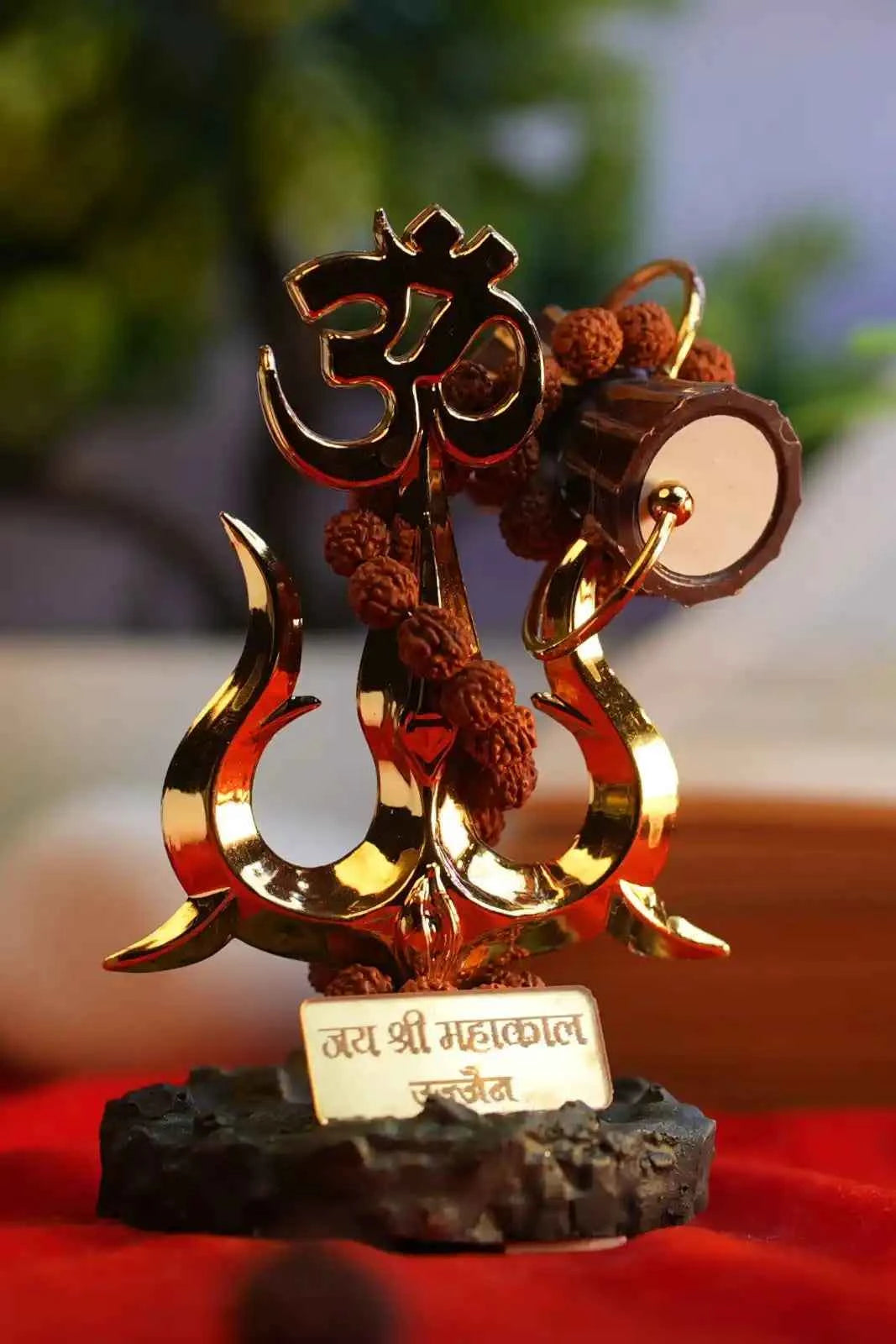 Mahakal Trishul Om Idol with Damru & Rudraksha Mala