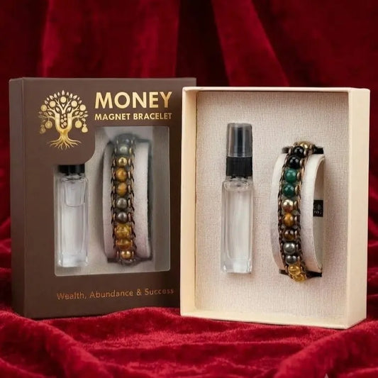 Money Magnet Bracelet Set & Natural Essential Attar Spray
