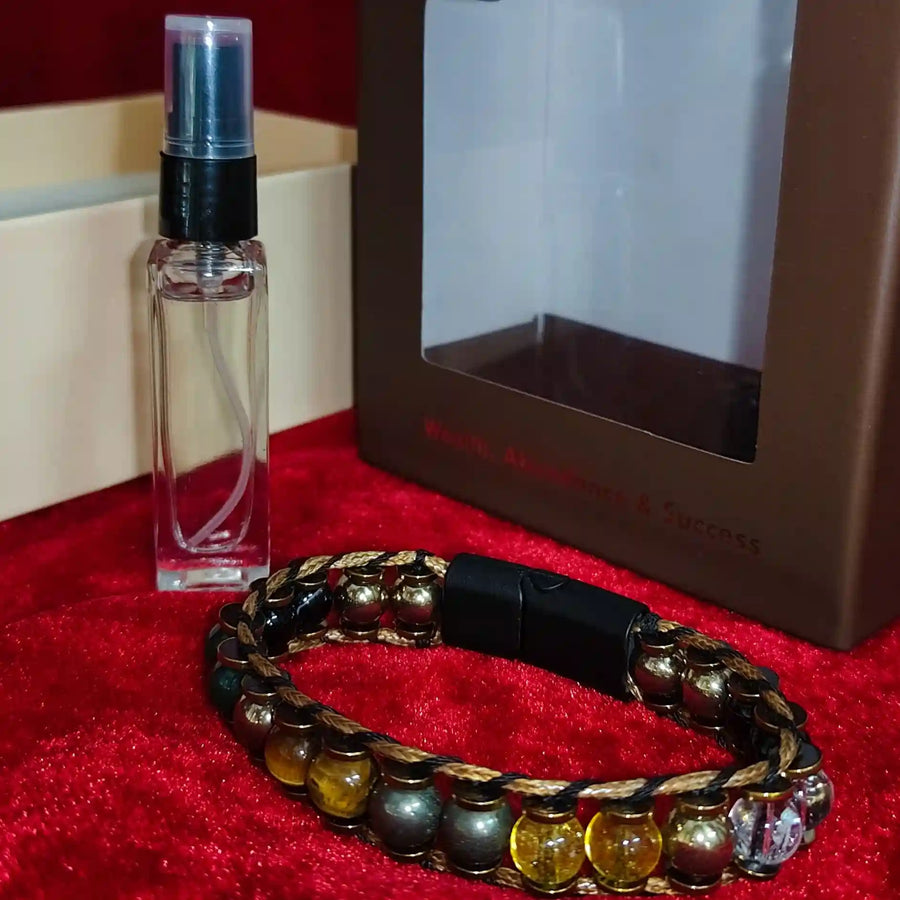 Money Magnet Bracelet Set & Natural Essential Attar Spray
